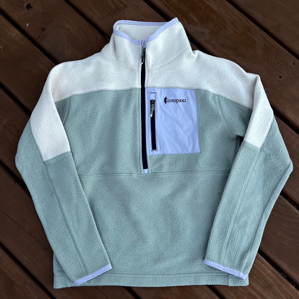 Cotopaxi Fleece Pullover Jacket Abrazo Half Zip Sage Green Colorblock Womens Sl